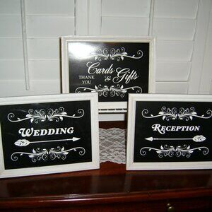 Wedding Signs, Lot Of 3, Frames on Stand